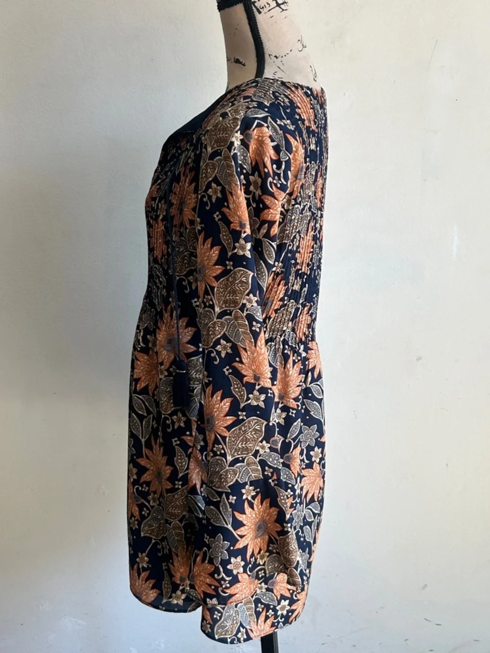Tularosa Audrey Himalayan Floral Print Boho Navy Dress Size Small